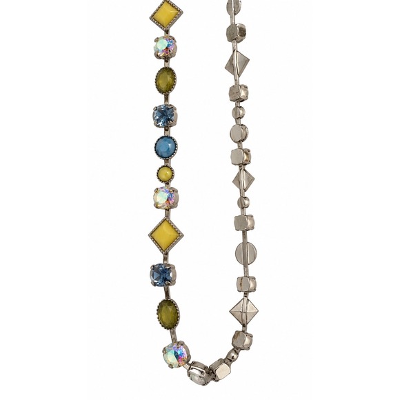 Lia Sophia Jewelry - Lia Sophia Cache Silver Necklace and matching brac with Blue and Yellow Accents